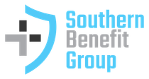 The logo for the southern benefit group is blue and gray.