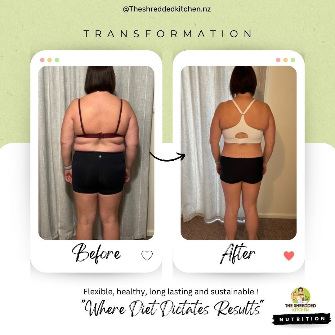 A before and after photo of a woman 's back