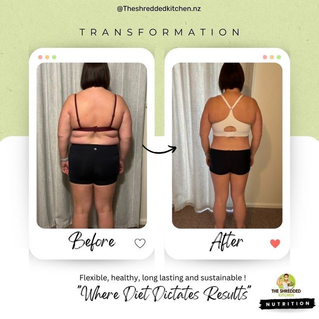 A before and after photo of a woman 's back