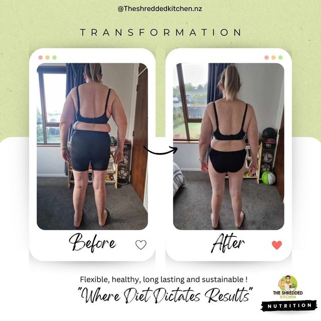 A before and after picture of a woman 's back