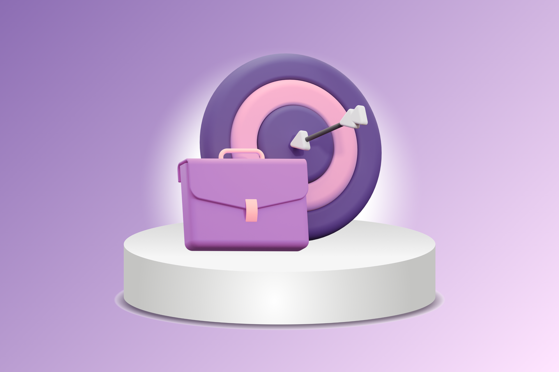 Purple padlock with key on a white pedestal against a lavender background