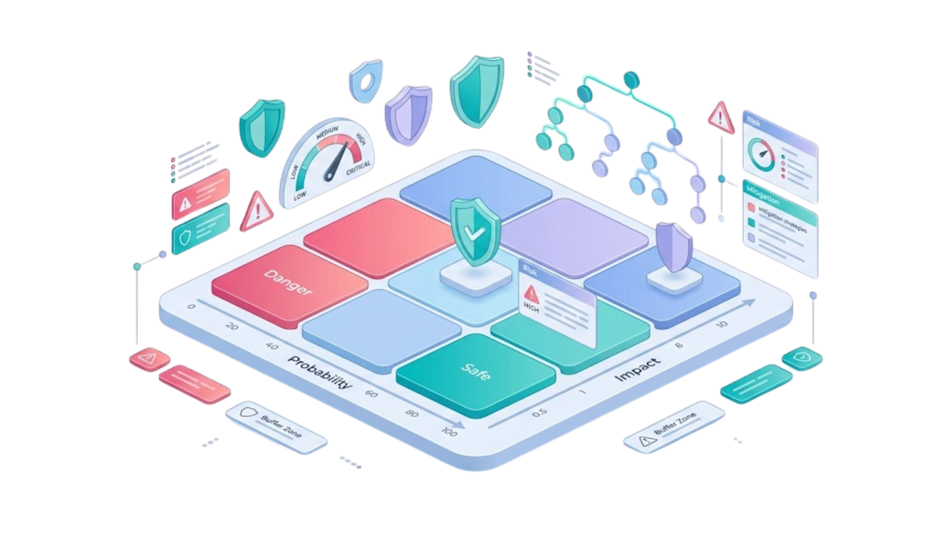 The Rule Worth Keeping Isometric cybersecurity dashboard with shield icon, cloud data flow, and colorful analytics panels