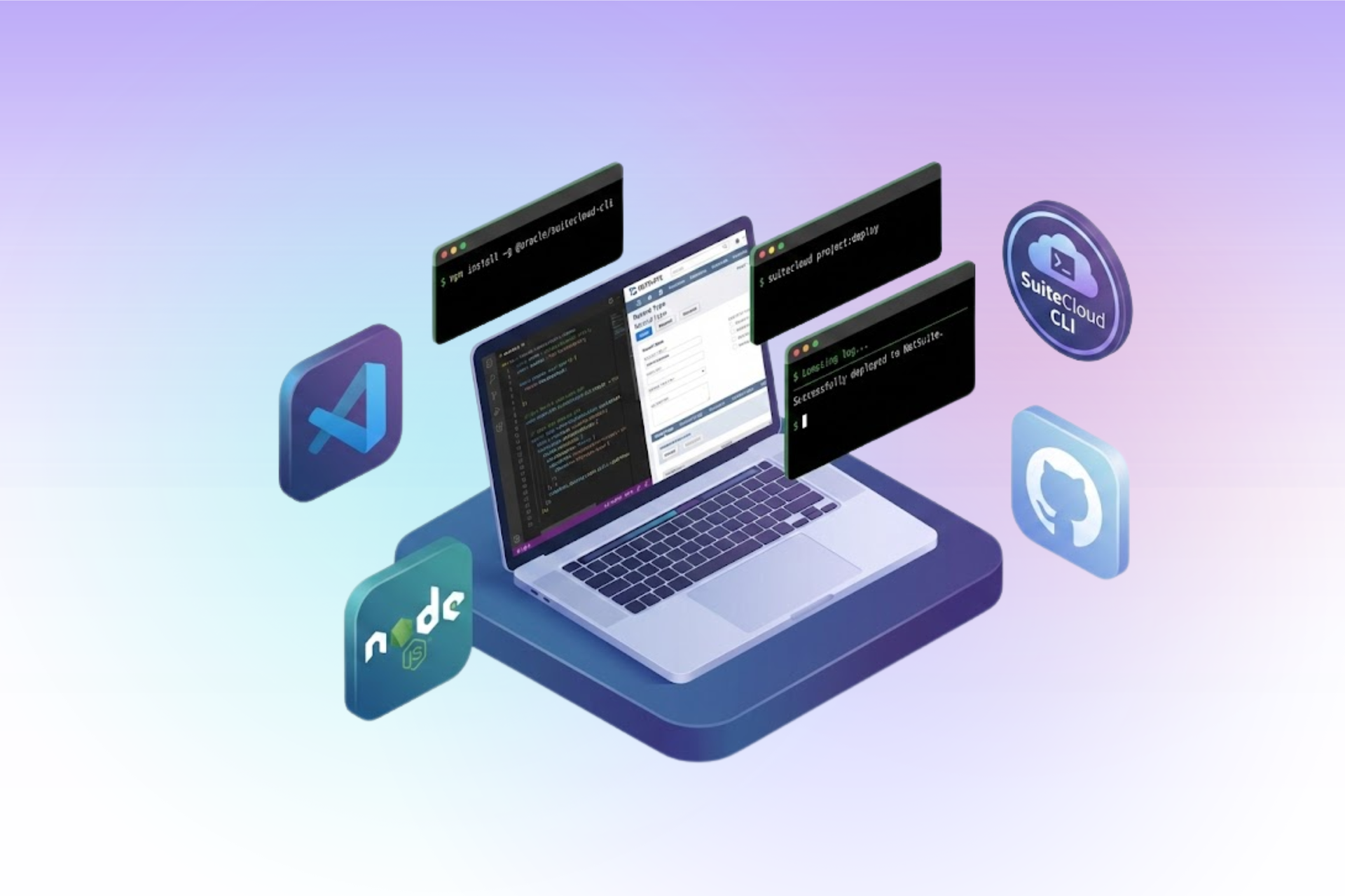 Episode 2 graphic with laptop, code windows, and developer icons. 