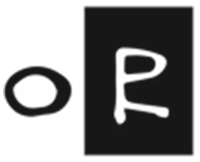 Black-and-white letters “o” and “R” on a white background, with the R inside a black square.