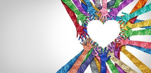 Colorful hands forming a Heart