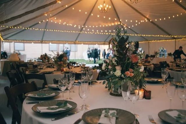 Wedding Reception Tent With Tables Set for Dining — Creative Events Innisfail in Innisfail, QLD