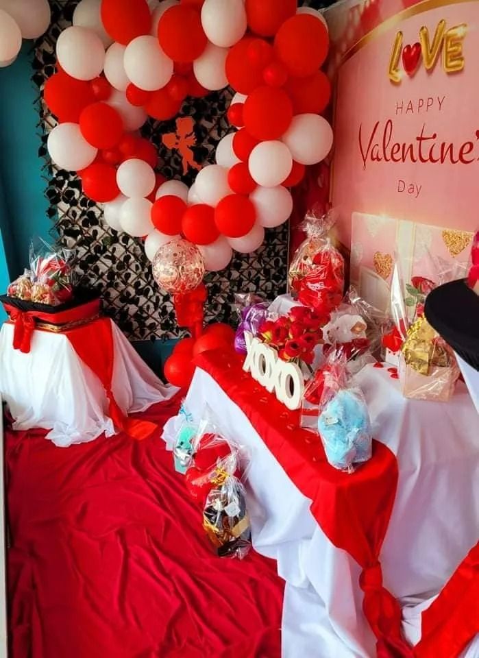 Valentine's Day Display With Red and White Balloons, Gifts, and Decorations — Creative Events Innisfail in Innisfail, QLD