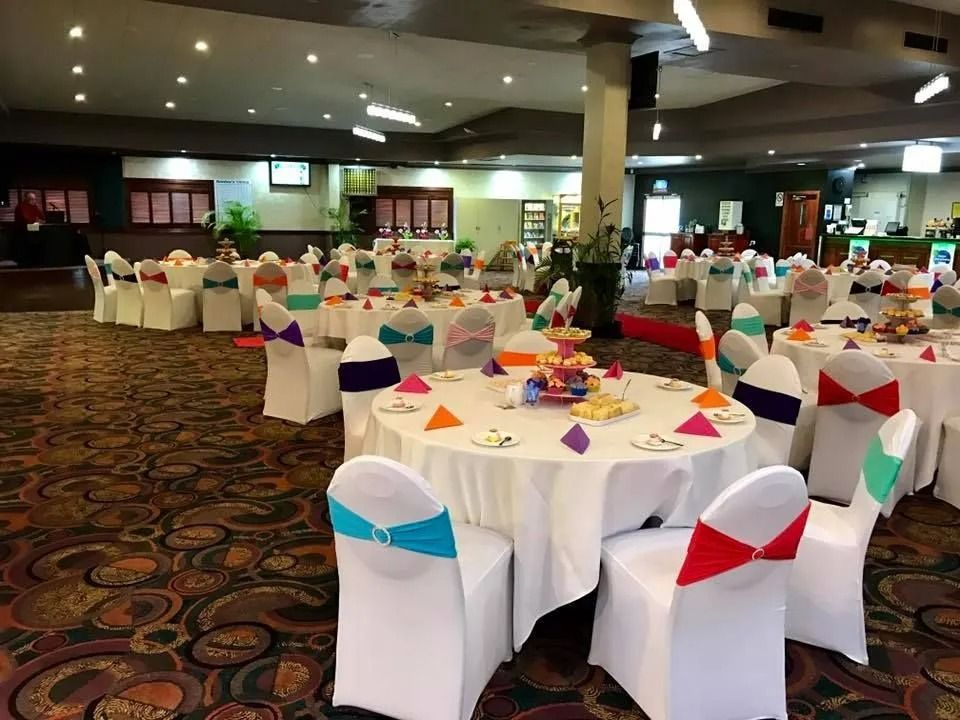 Tables Set for a Colorful Event in a Banquet Hall — Creative Events Innisfail in Mission Beach, QLD