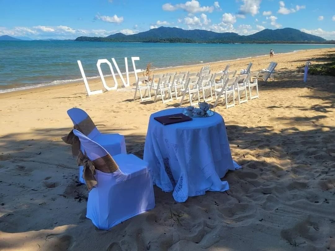Beach Wedding Setup — Creative Events Innisfail in Mission Beach, QLD