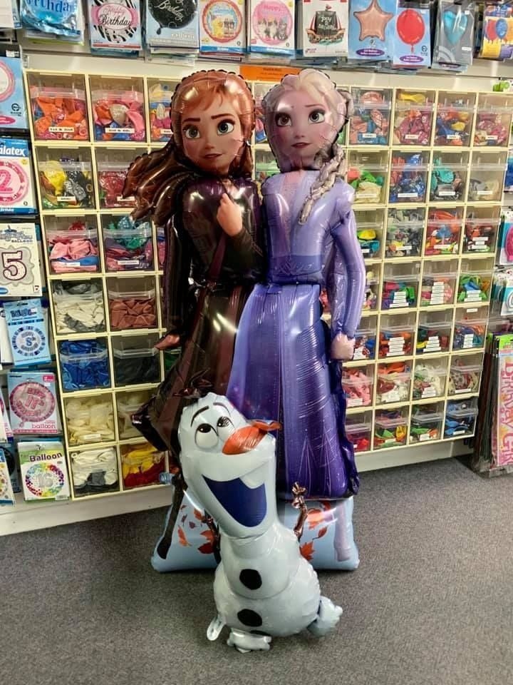 Frozen Character Balloons: Anna, Elsa, and Olaf in a Store Filled — Creative Events Innisfail in Mission Beach, QLD