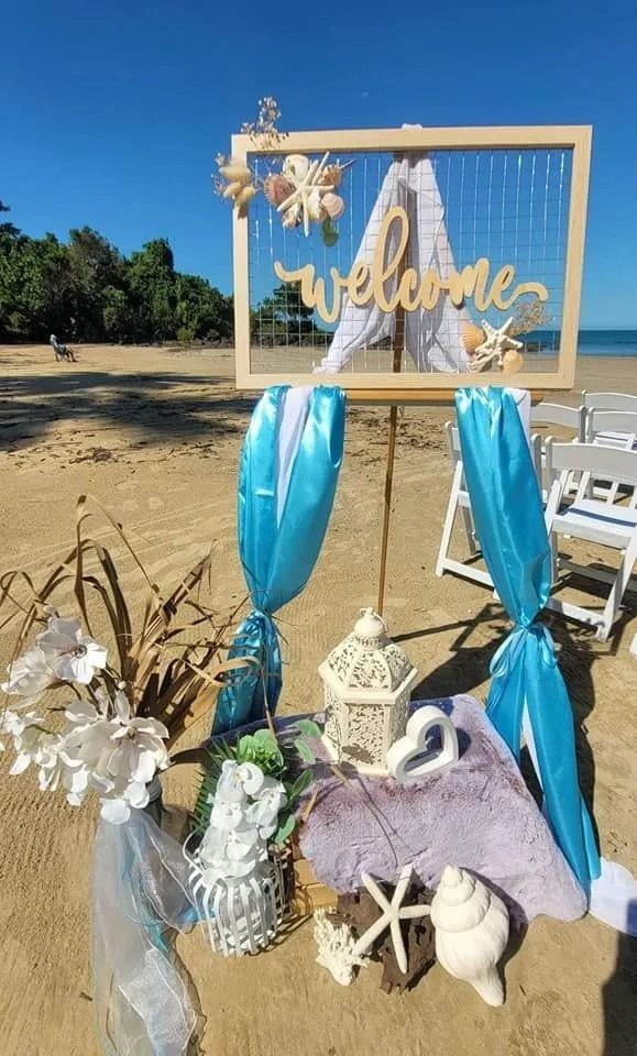 Beach Wedding Welcome Sign — Creative Events Innisfail in Innisfail, QLD