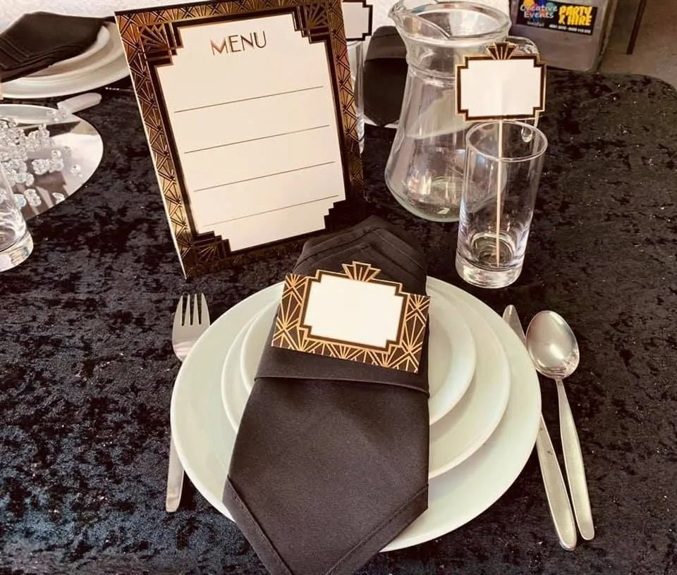 Art Deco-themed Table Setting — Creative Events Innisfail in Innisfail, QLD