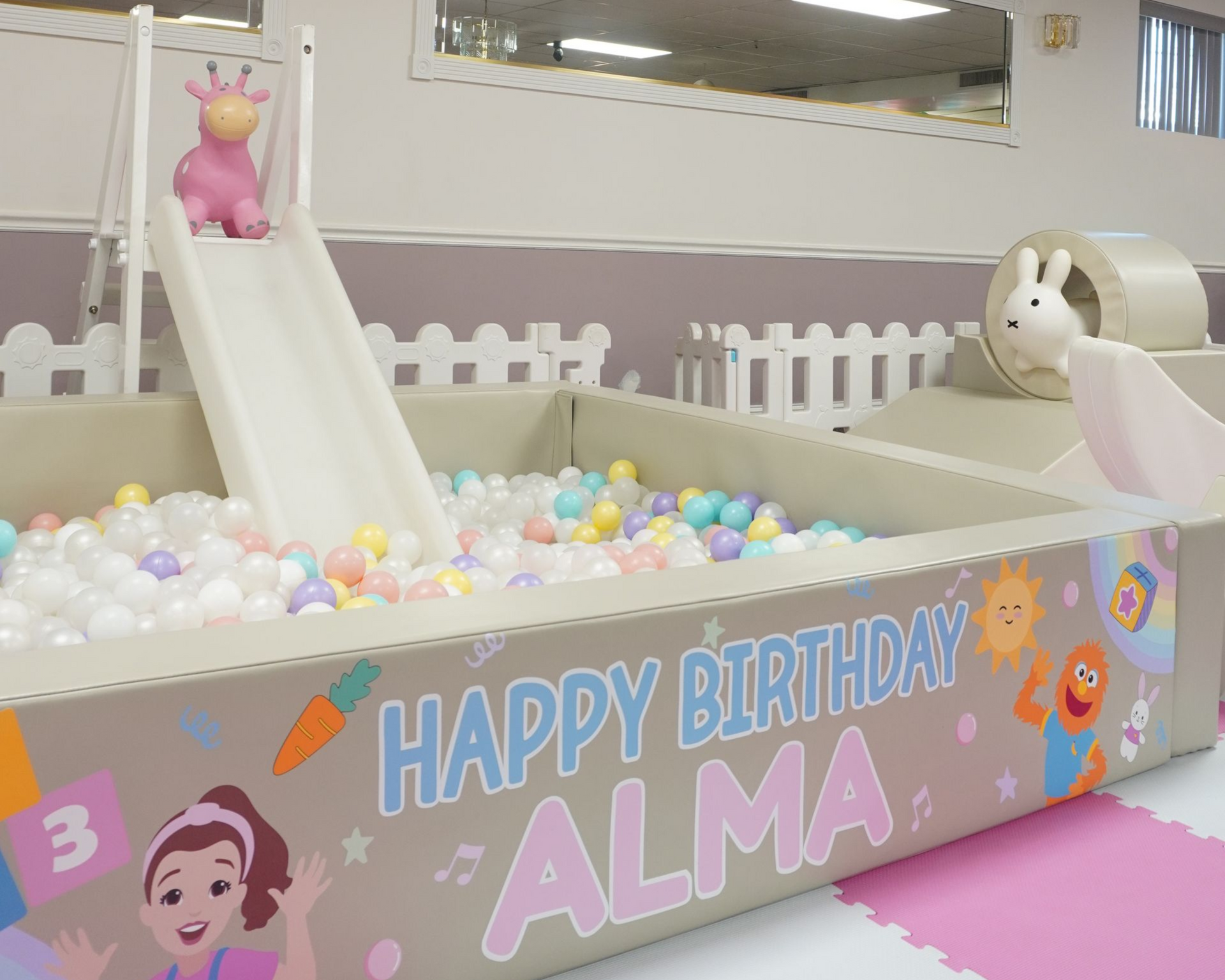 Deluxe Fiesta soft play rental with bounce house for a Cherry Hill birthday party