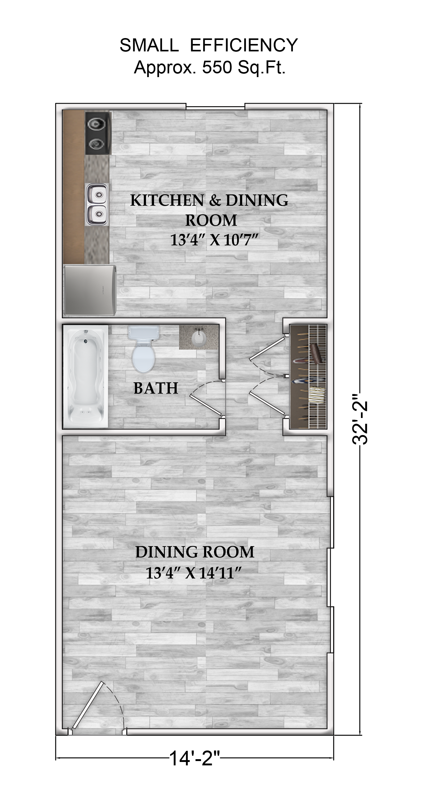 a floor plan of a small apartment with a kitchen and dining room Located in little Armadillo