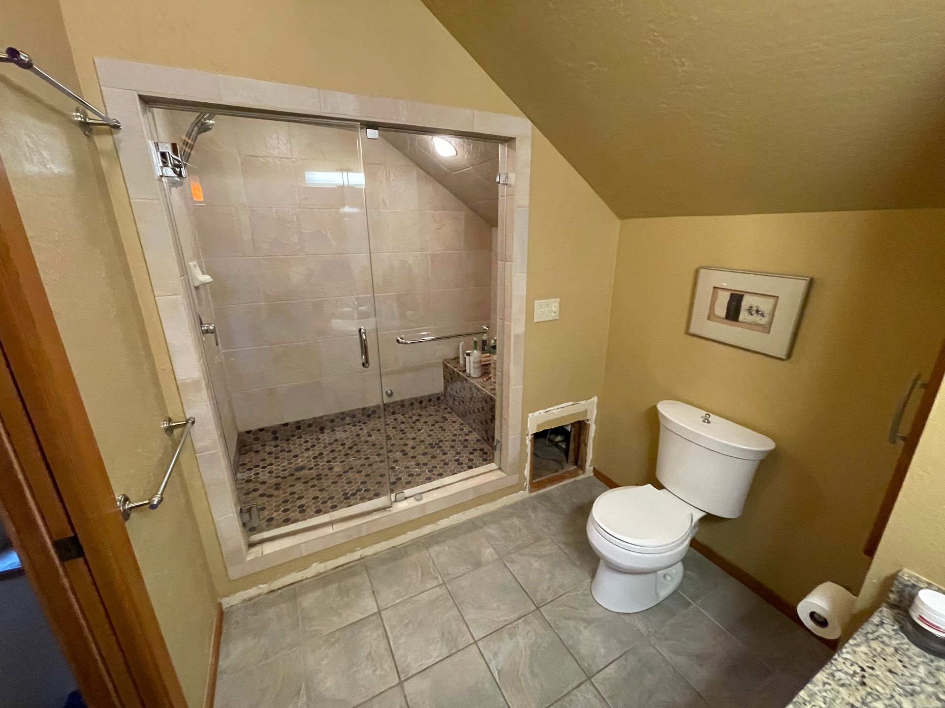a before photo of shower remodel