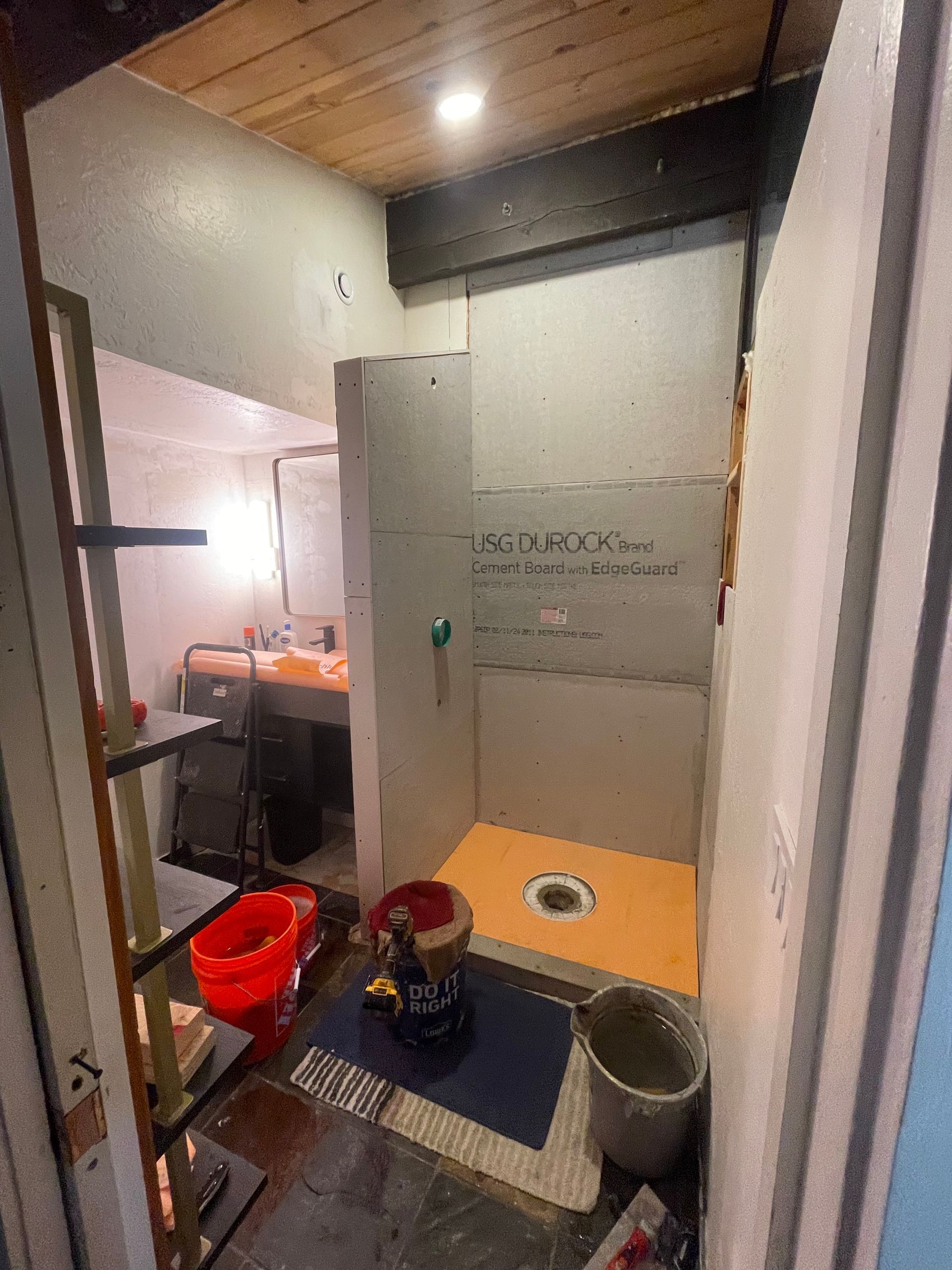 photo of a shower remodel in progress