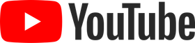 A red and white youtube logo with a play button.