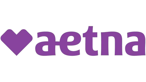 Purple Aetna logo with a heart icon and lowercase wordmark