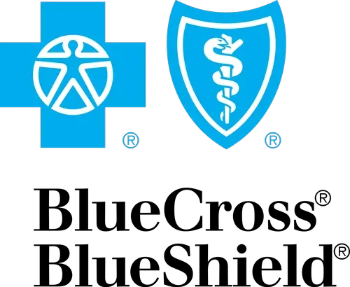 Blue Cross Blue Shield logo with blue cross and shield icons above the company name