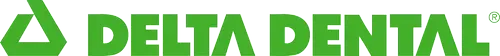 Delta Dental green logo with stylized triangle and wordmark on white background