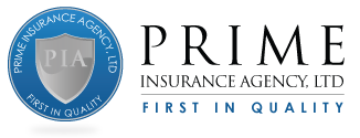 Prime Insurance Agency, Ltd. logo with blue seal and black text reading “FIRST IN QUALITY”
