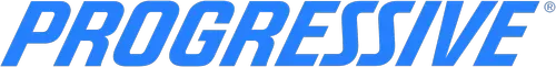 Progressive logo in blue italic text with green arrow