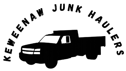 Keweenaw Junk Haulers logo: black pickup truck silhouette under a curved text arch.