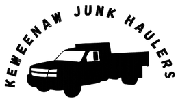 Keweenaw Junk Haulers logo: black pickup truck silhouette under a curved text arch.