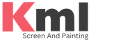 Logo for Kml Screen And Painting with a red "K" and dark gray "ml," followed by the text "Screen And Painting."