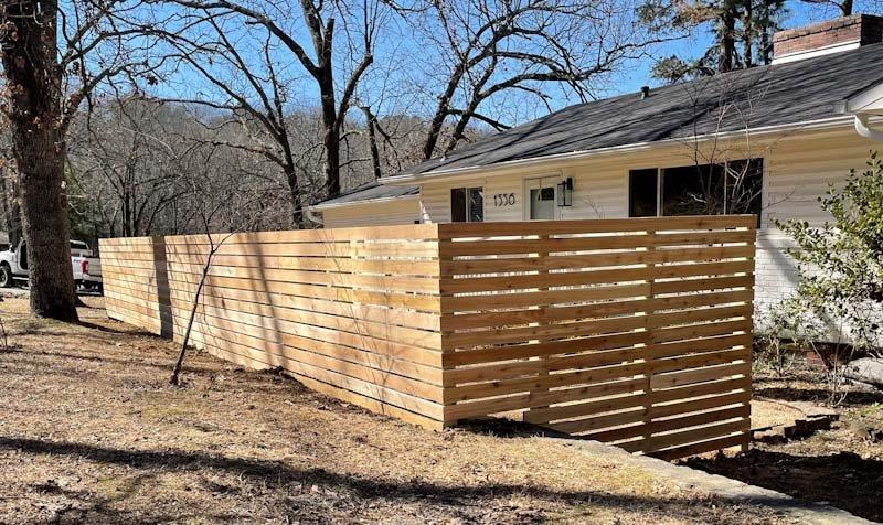horizontal pine fence