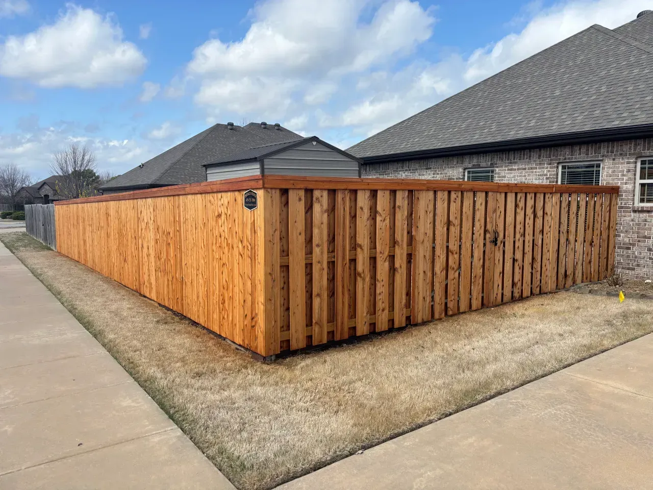 shadow box stained fence