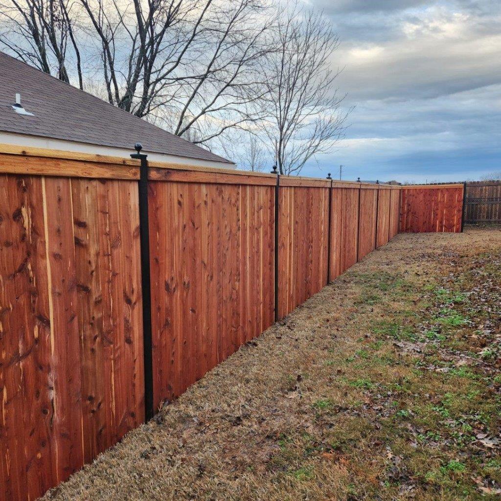 cedar fence with metal posts
