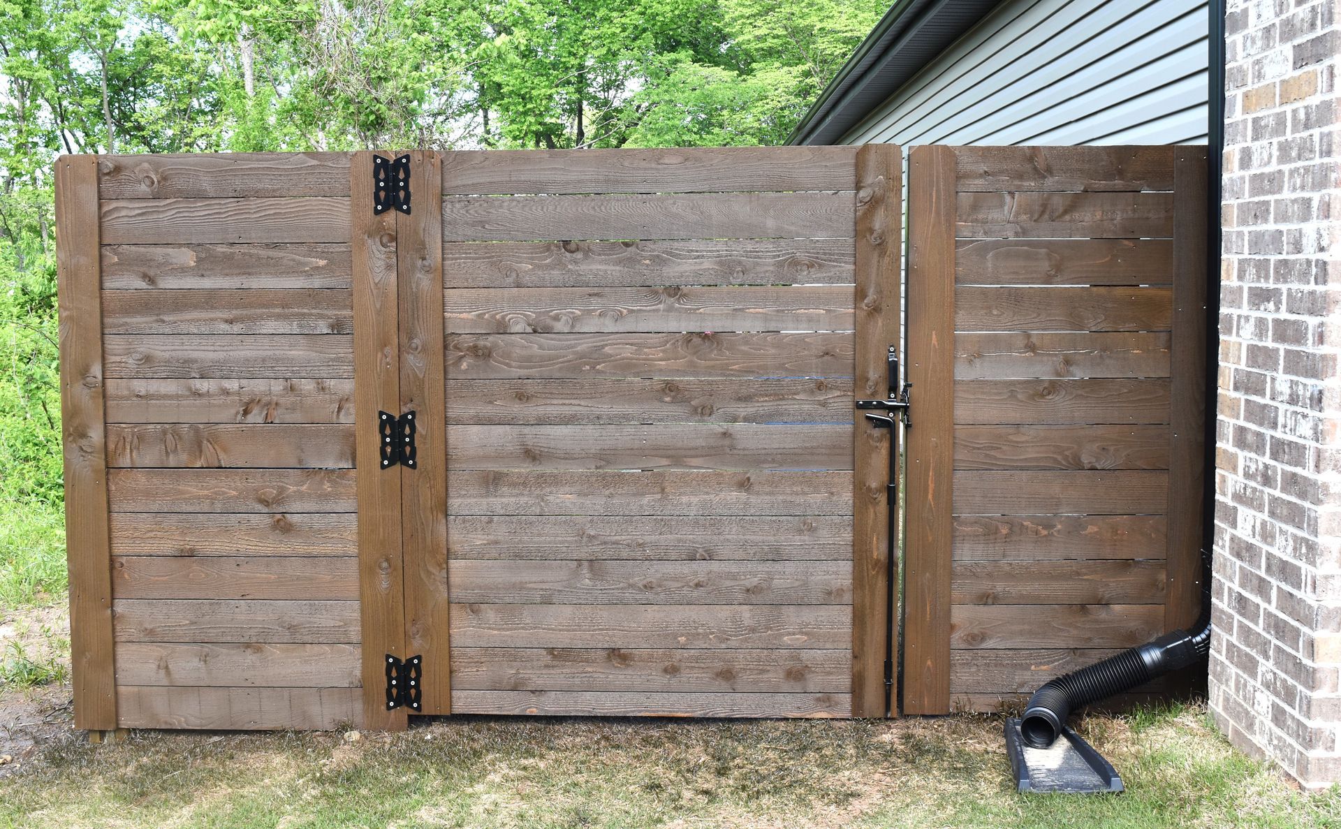 Horizontal 6 foot gate with brown stain