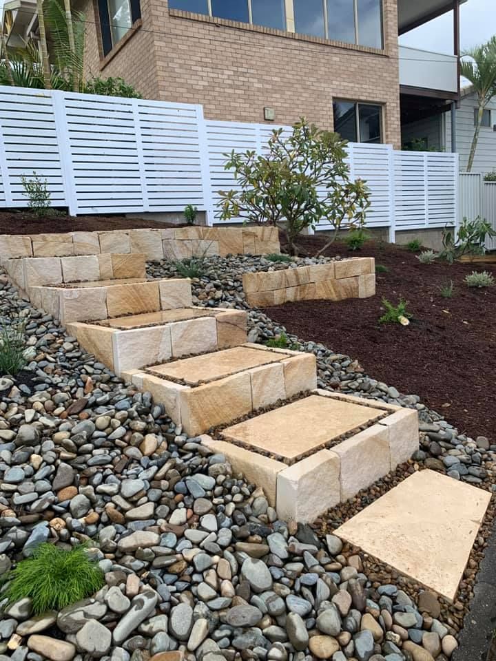 Stone Steps Lead up A Landscaped Embankment  — Creative Landscapes Coffs Harbour in Korora, NSW