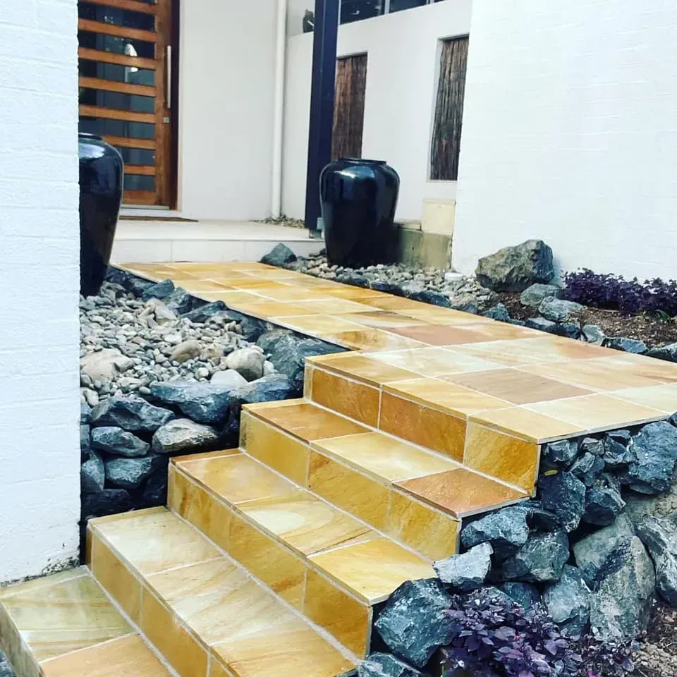 Stone Stairs Leading to A Front Door  — Creative Landscapes Coffs Harbour in Korora, NSW