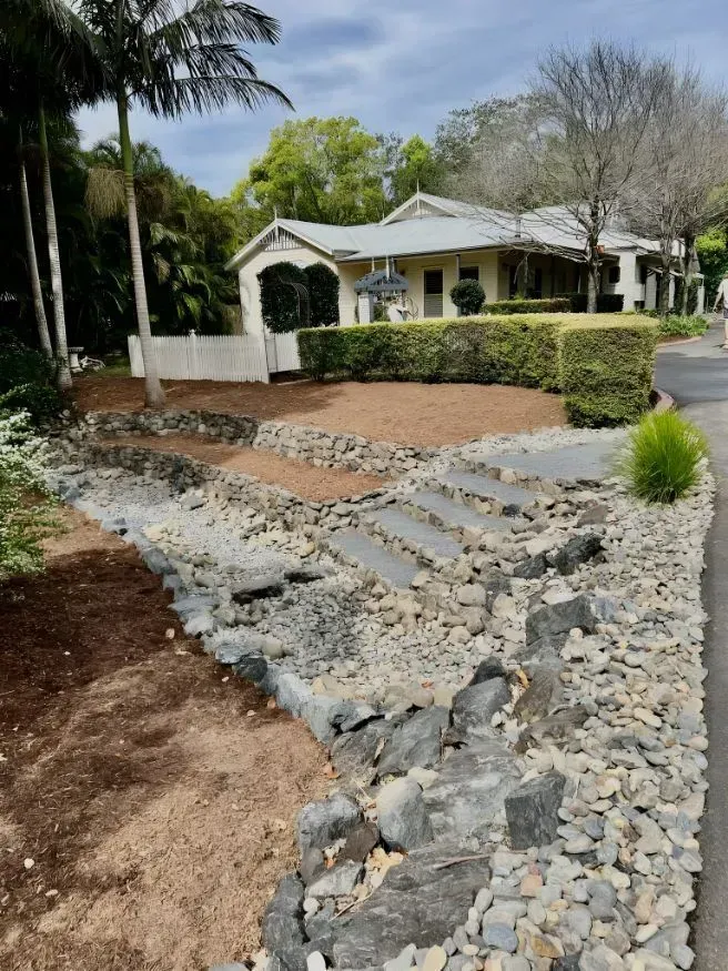 A Tiered Landscape with Stone Retaining Walls — Creative Landscapes Coffs Harbour in Moonee Beach, NSW