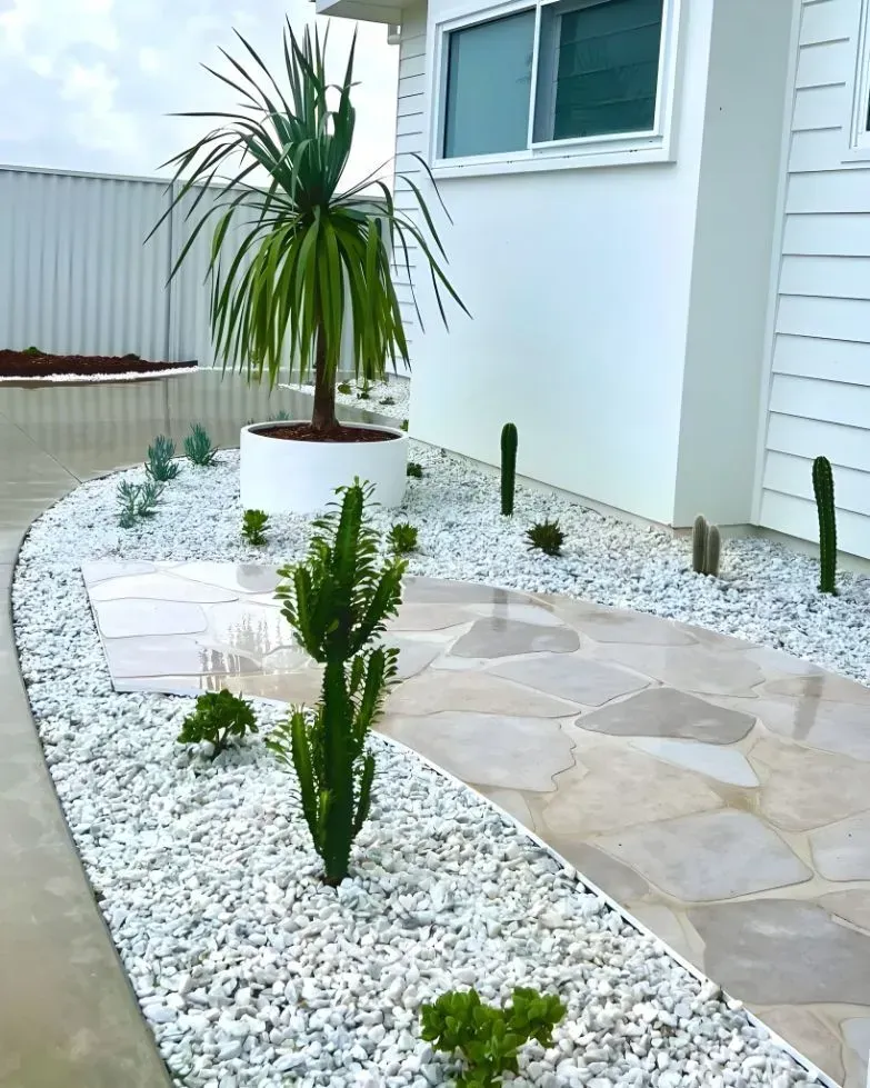 A Garden Bed with A Potted Palm — Creative Landscapes Coffs Harbour in Korora, NSW