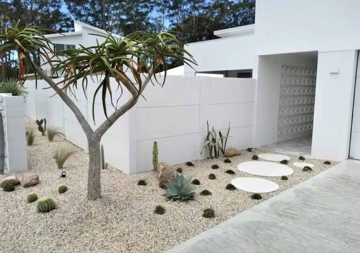 A White Modern Home Exterior  — Creative Landscapes Coffs Harbour in Korora, NSW