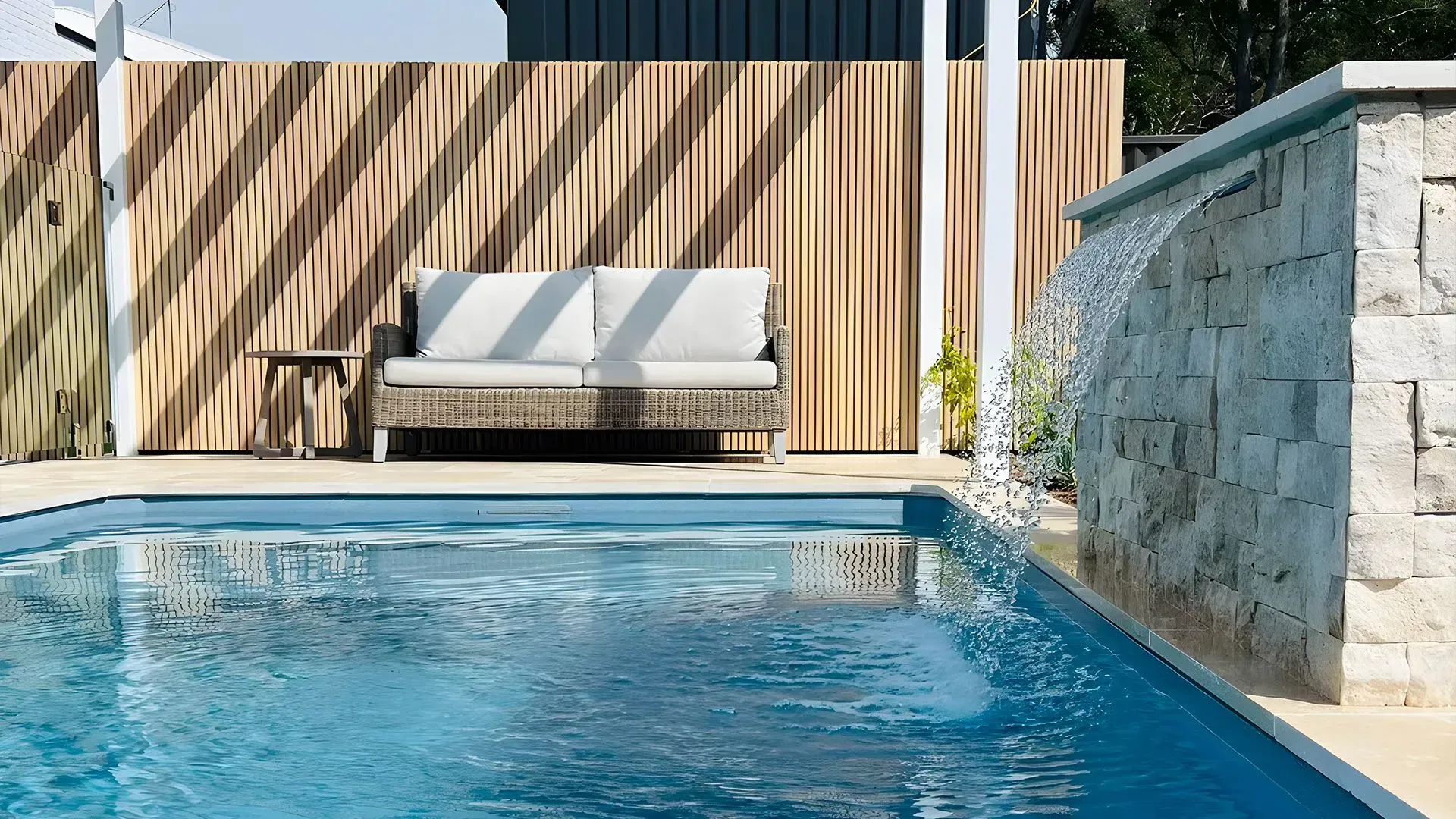 A Modern Backyard Patio with A Pool — Creative Landscapes Coffs Harbour In Korora, NSW