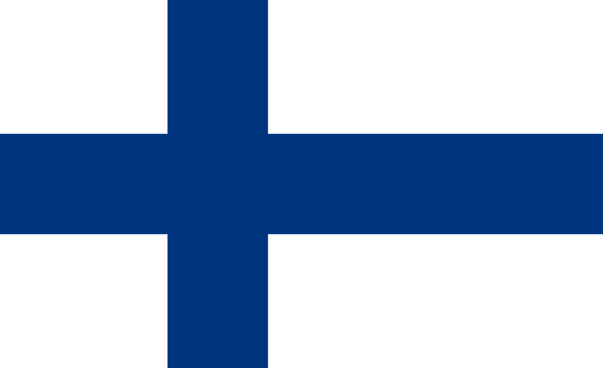 Det finske flag med et blåt nordisk kors på hvid baggrund