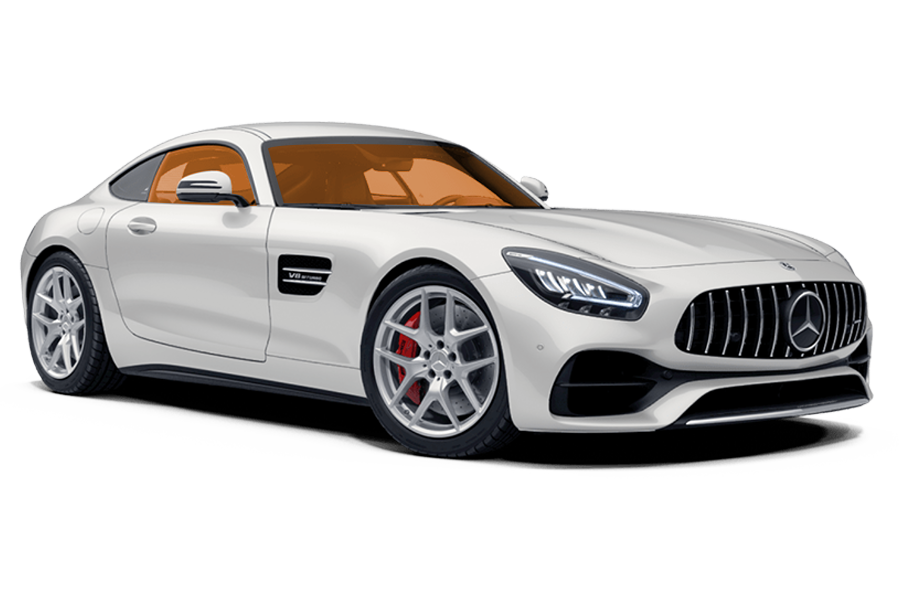 A white mercedes benz amg gt s is shown on a white background.
