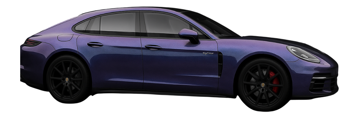 Purple sports sedan side view on a white background