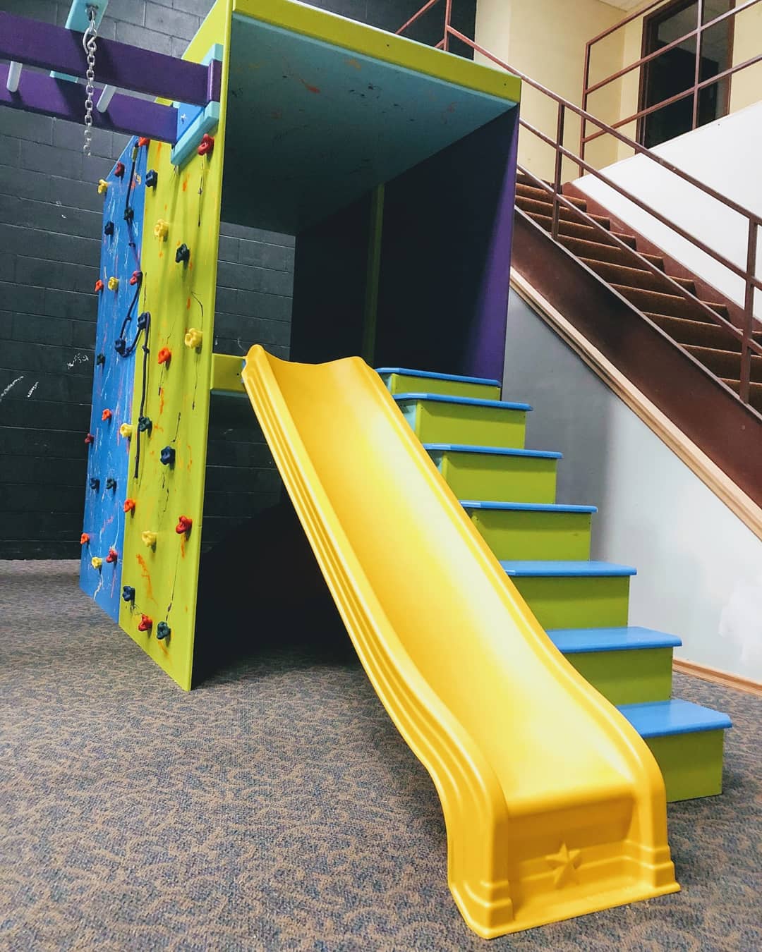 Sensory gym stairs and slide combination