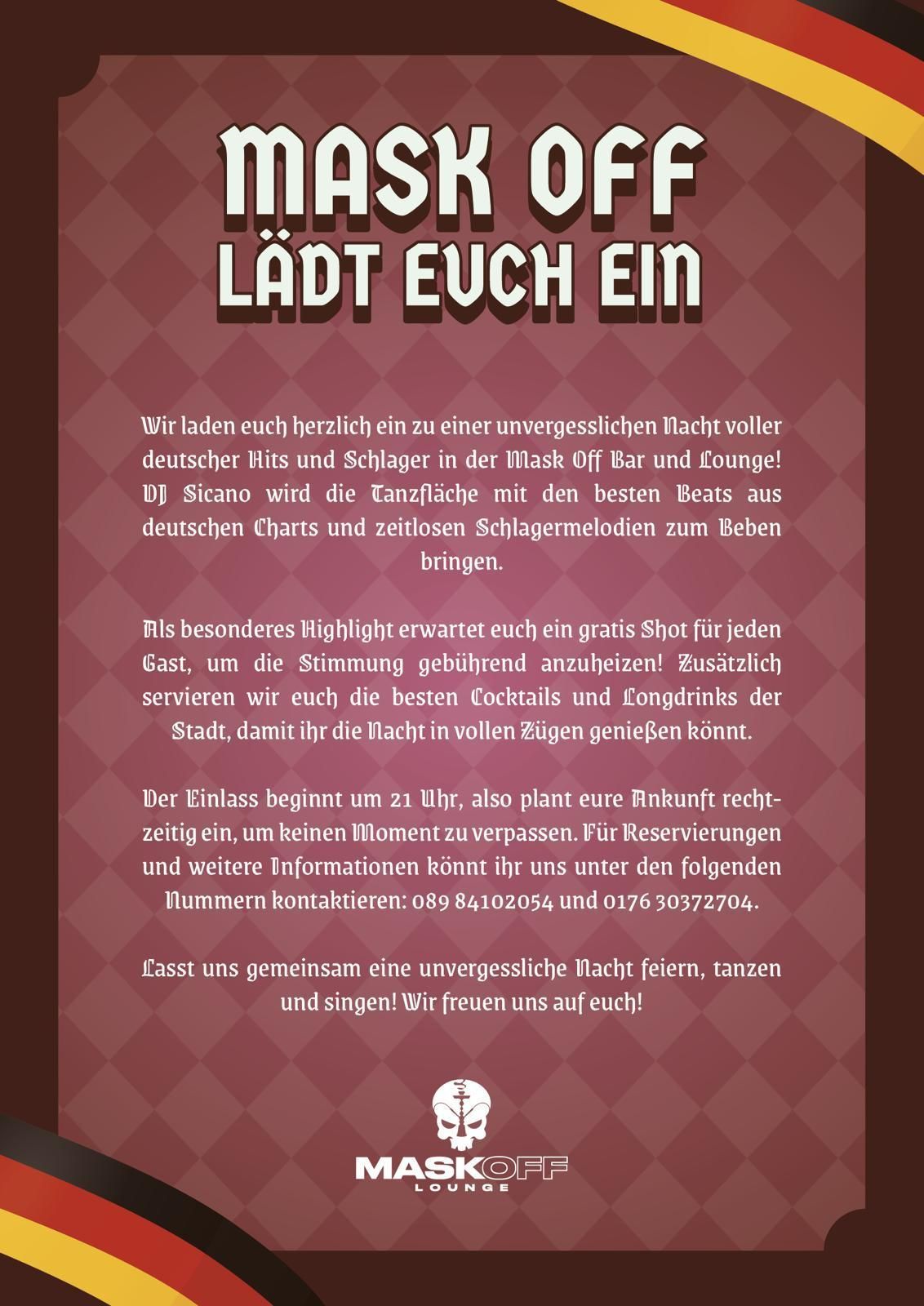 Ein Plakat mit der Aufschrift „Maske ab, laydt euch ein“.
