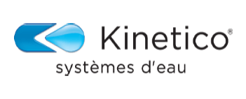Un logo bleu et blanc pour kinetico systèmes d'eau