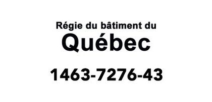 Le mot québec est sur fond blanc avec un numéro de téléphone.