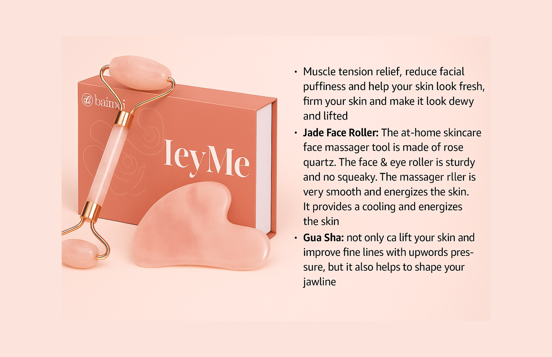 Pink LeyMe hair styling products and text describing a 3-in-1 edge control gel on a pastel background