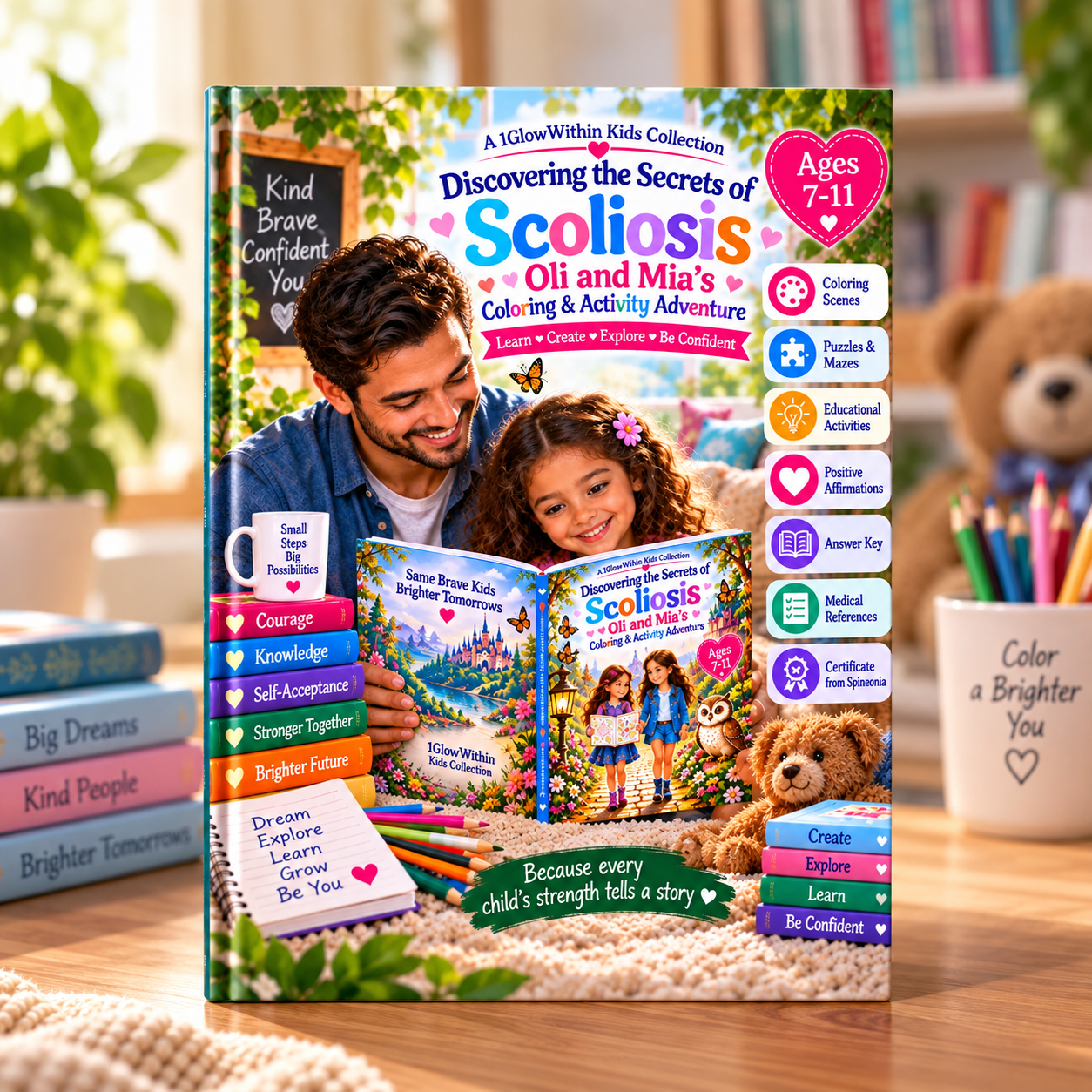 Oli and Mia Scoliosis Activity Book for kids
