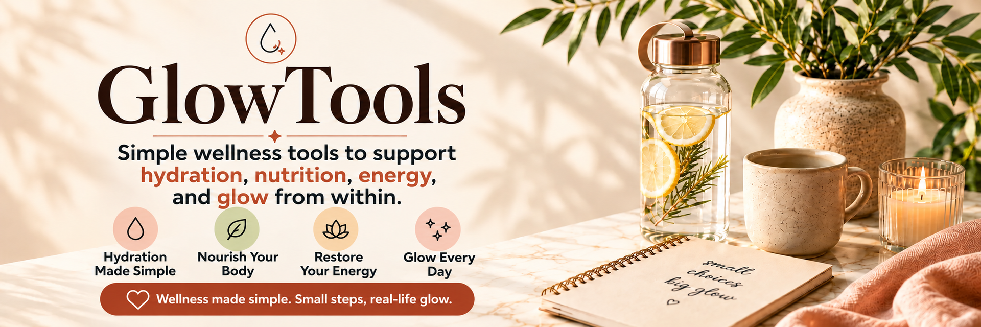 GlowTools – simple wellness tools for hydration, nutrition, energy and glow