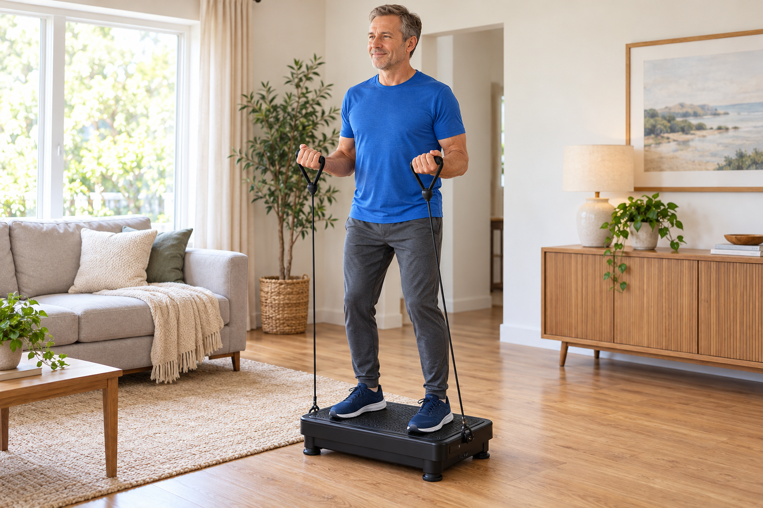man exercising on a vibration plate